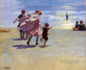  Impresionista Arte - Brighton Beach Playa impresionista Edward Henry Potthast